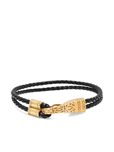 Nialaya Jewelry Braided Clasp Leather Bracelet In Black