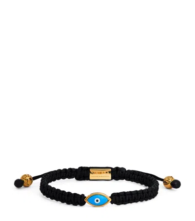 Nialaya Jewelry Braided Evil Eye Bracelet In Black