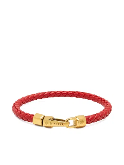 Nialaya Jewelry Braided Leather Bracelet In Red