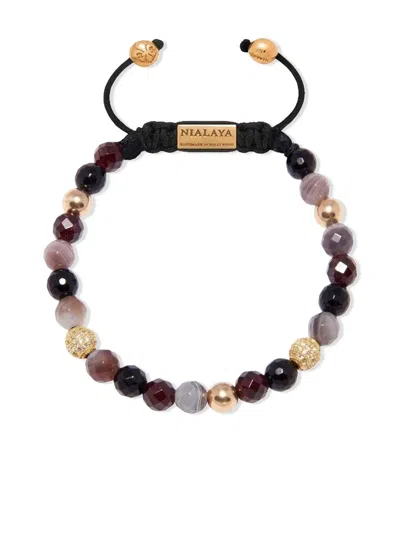 Nialaya Jewelry Crystal-embellished Beaded Bracelet In Schwarz