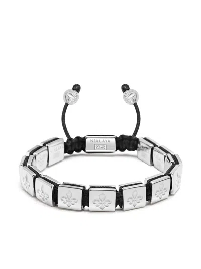 Nialaya Jewelry Engraved Beaded Bracelet In Silver