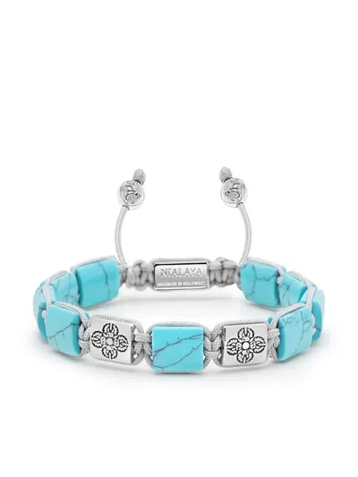 Nialaya Jewelry Engraved-charm Beaded Bracelet In Silver