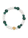 Nialaya Jewelry Engraved-detail Pearl Bracelet In Green