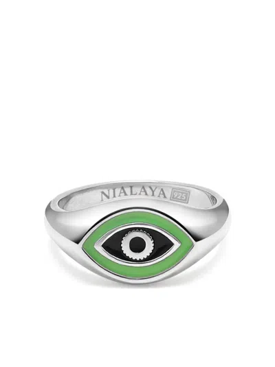 Nialaya Jewelry Evil Eye Ring In Silver