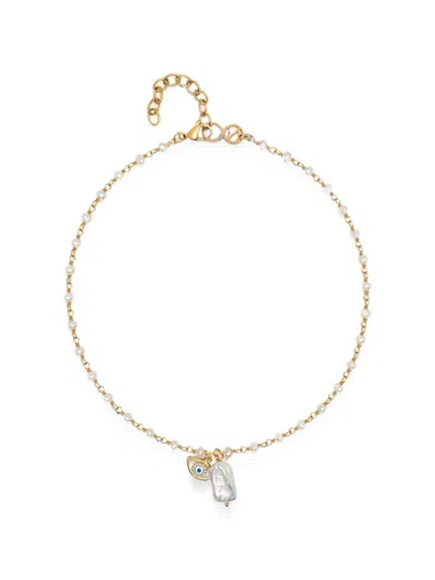 Nialaya Jewelry Evil-eye Pearl-pendant Necklace In Green