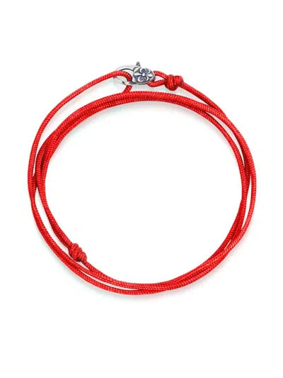 Nialaya Jewelry Fleur-de-lis Embossed Cord Bracelet In Red