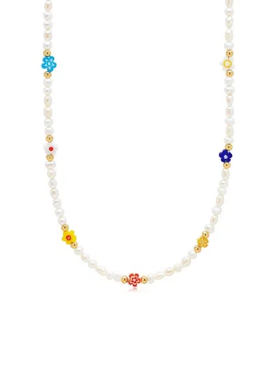Nialaya Jewelry Flower-beads Pearl Necklace In Nude
