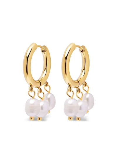 Nialaya Jewelry Gold Hoop Pearl Earrings