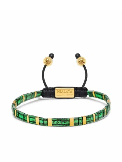 Nialaya Jewelry Gold Plated Beaded Bracelet In Green