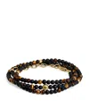 Nialaya Jewelry Gold-plated Stainless Steel, Brown Tiger Eye And Matte Onyx Beaded Bracelet