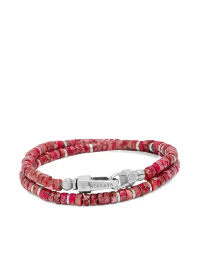 Nialaya Jewelry Heishi Howlite Wrap Bracelet In Red