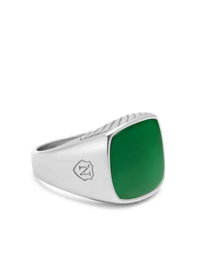 Nialaya Jewelry Jade Stainless Steel Ring In Silver