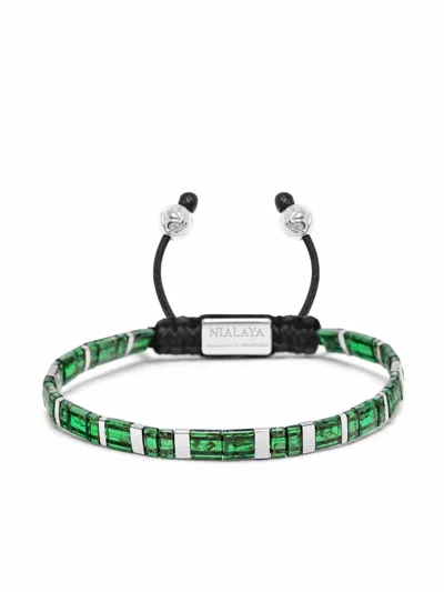 Nialaya Jewelry Logo-engraved Beaded Bracelet In Green