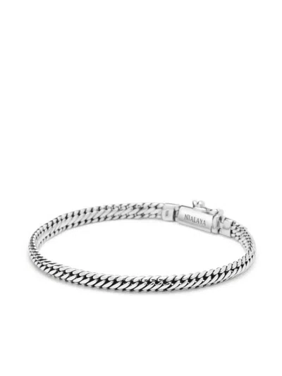 Nialaya Jewelry Logo-engraved Chain Bracelet In Silver