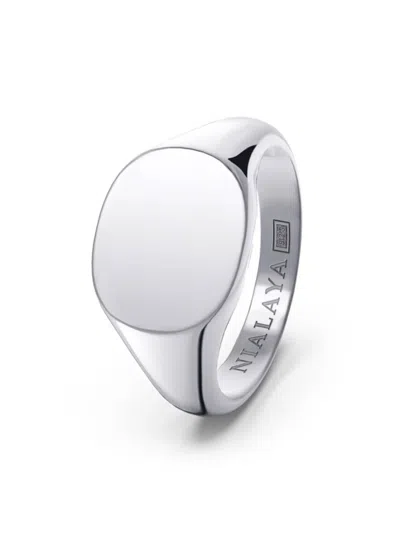 Nialaya Jewelry Logo-engraved Signet Ring In Silver