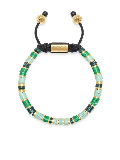 Nialaya Jewelry Logo-plaque Beaded Bracelet In Green