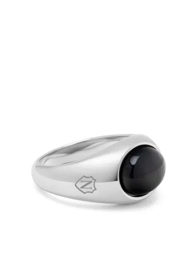 Nialaya Jewelry Onyx Engraved Signet Ring In Silver