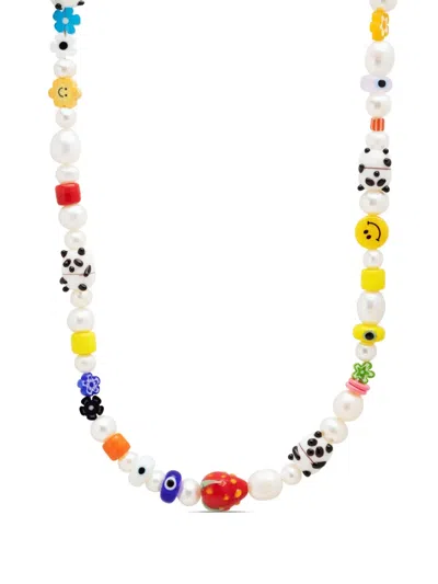 Nialaya Jewelry Panda Pearl Necklace In 白色