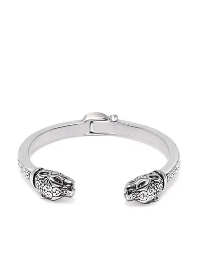 Nialaya Jewelry Panther Engraved Bangle Bracelet In Silver