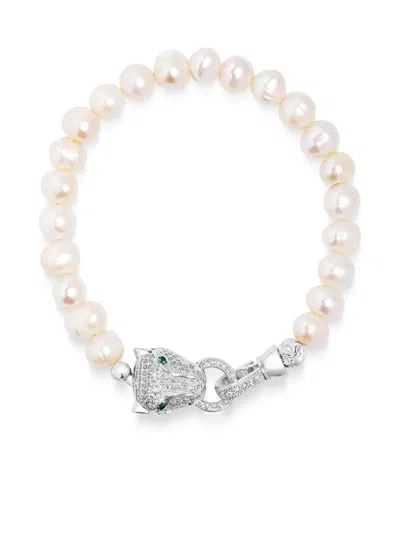 Nialaya Jewelry Panther Head Bracelet In White
