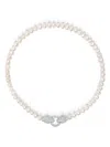 Nialaya Jewelry Panther Head Pearl-embellished Necklace In White
