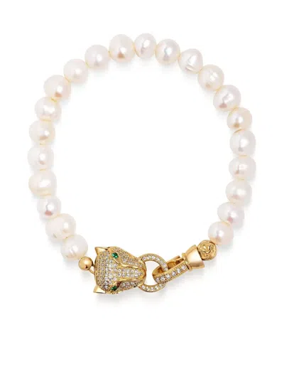 Nialaya Jewelry Panther Pearl Bracelet In White