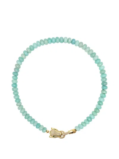 Nialaya Jewelry Panther-charm Amazonite Necklace In Blue