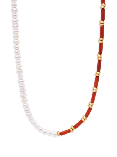 Nialaya Jewelry Pearl Agate Choker Necklace In White