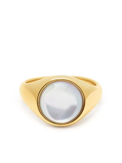 Nialaya Jewelry Pearl-detail Signet Ring In Gold