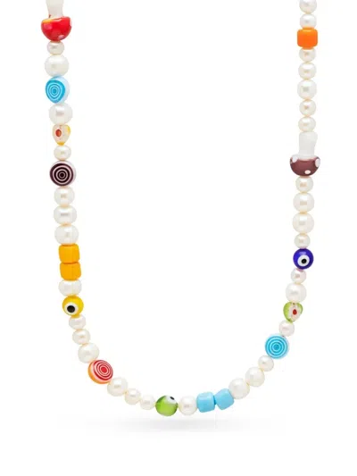 Nialaya Jewelry Pearl-embellished Glass Choker In Weiss