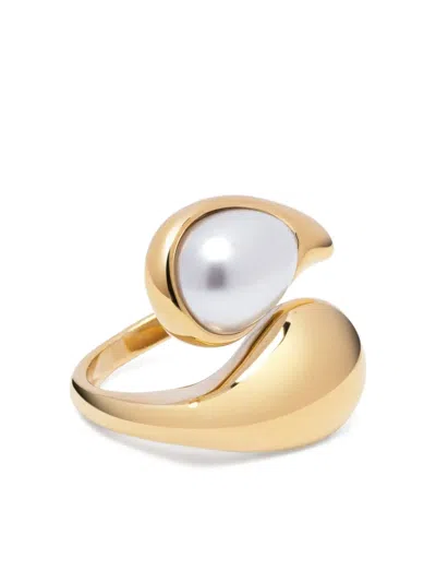 Nialaya Jewelry Pearl-embellished Ring In Gold