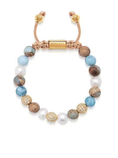 Nialaya Jewelry Pearl-larimar-opal Beaded Bracelet In Blue