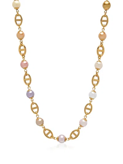 Nialaya Jewelry Pearl-mariner Chain Necklace In Gold
