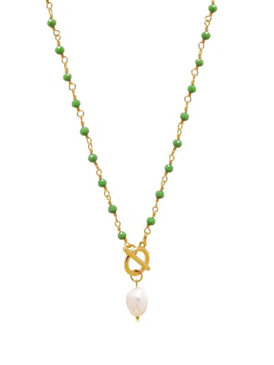 Nialaya Jewelry Pearl-pendant Wrap Necklace In Green