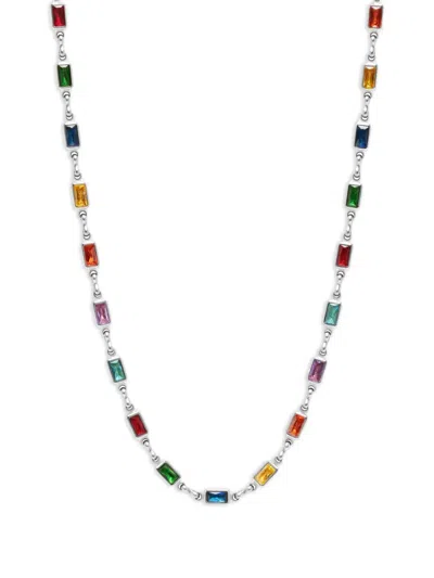 Nialaya Jewelry Rectangle Stone Tennis Necklace In Multi