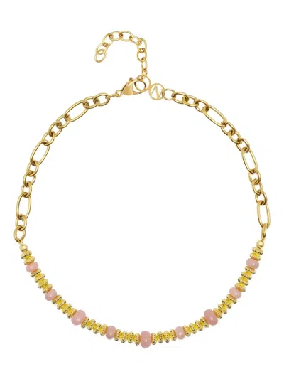 Nialaya Jewelry Rose-quartz Chain Choker In Gold