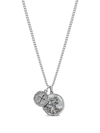 Nialaya Jewelry Saint Christopher Double-medallion Necklace In Metallic