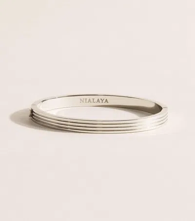 Nialaya Jewelry Silver-tone Ribbed Bangle In Metallic