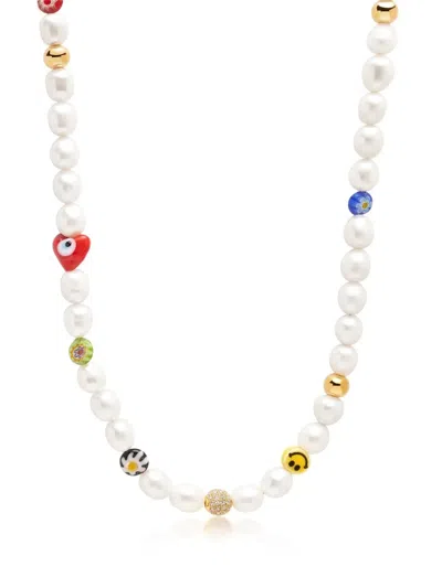 Nialaya Jewelry Smiley Face Pearl Necklace In White