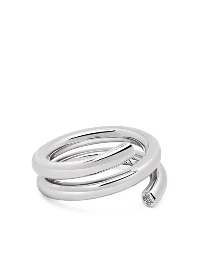 Nialaya Jewelry Spiral Double-band Ring In Metallic