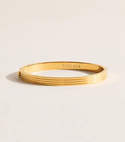 Nialaya Jewelry Sterling Silver Ribbed Bangle In Gold