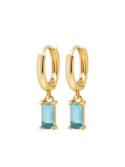 Nialaya Jewelry Sterling Silver Zirconia-charm Huggie Earrings In Blue
