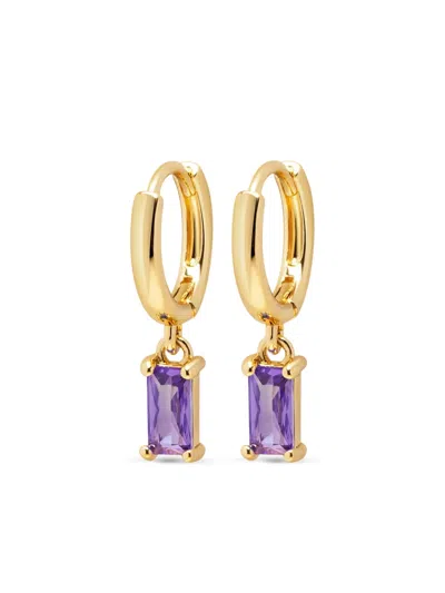 Nialaya Jewelry Sterling Silver Zirconia-charm Huggie Earrings In Purple