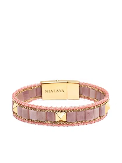 Nialaya Jewelry Stud-embellishment Rhodonite Bracelet In Pink