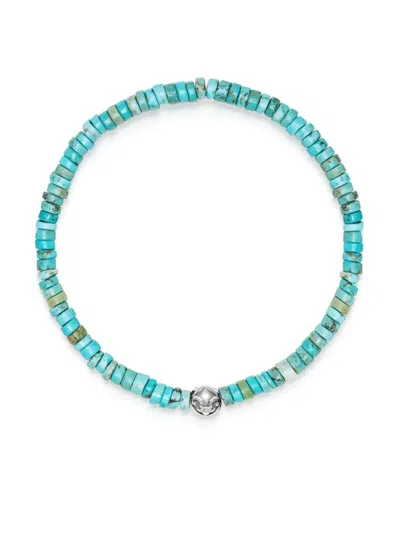 Nialaya Jewelry Turquoise Beads Logo-engraved Bracelet In Blue
