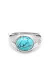 Nialaya Jewelry Turquoise Engraved Signet Ring In Silver