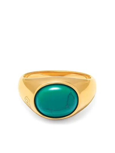 Nialaya Jewelry Turquoise Oval Signet Ring In Gold