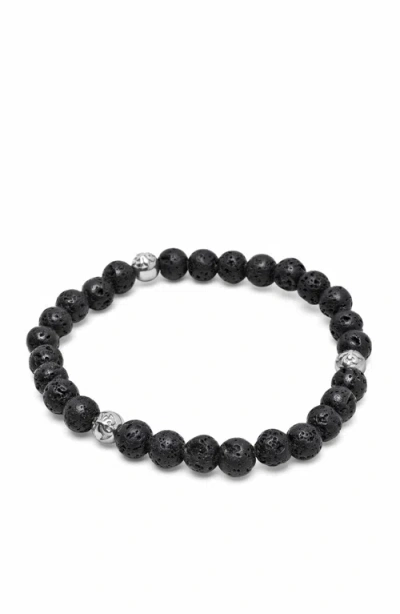 NIALAYA NIALAYA LAVA STONE SILVER BALL BRACELET