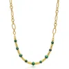 Nialaya Malachite Chain Choker In Gold