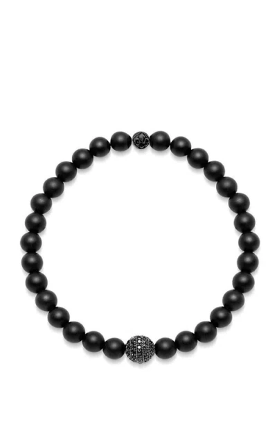 Nialaya Matte Onyx And Black Cz Diamond Wristband